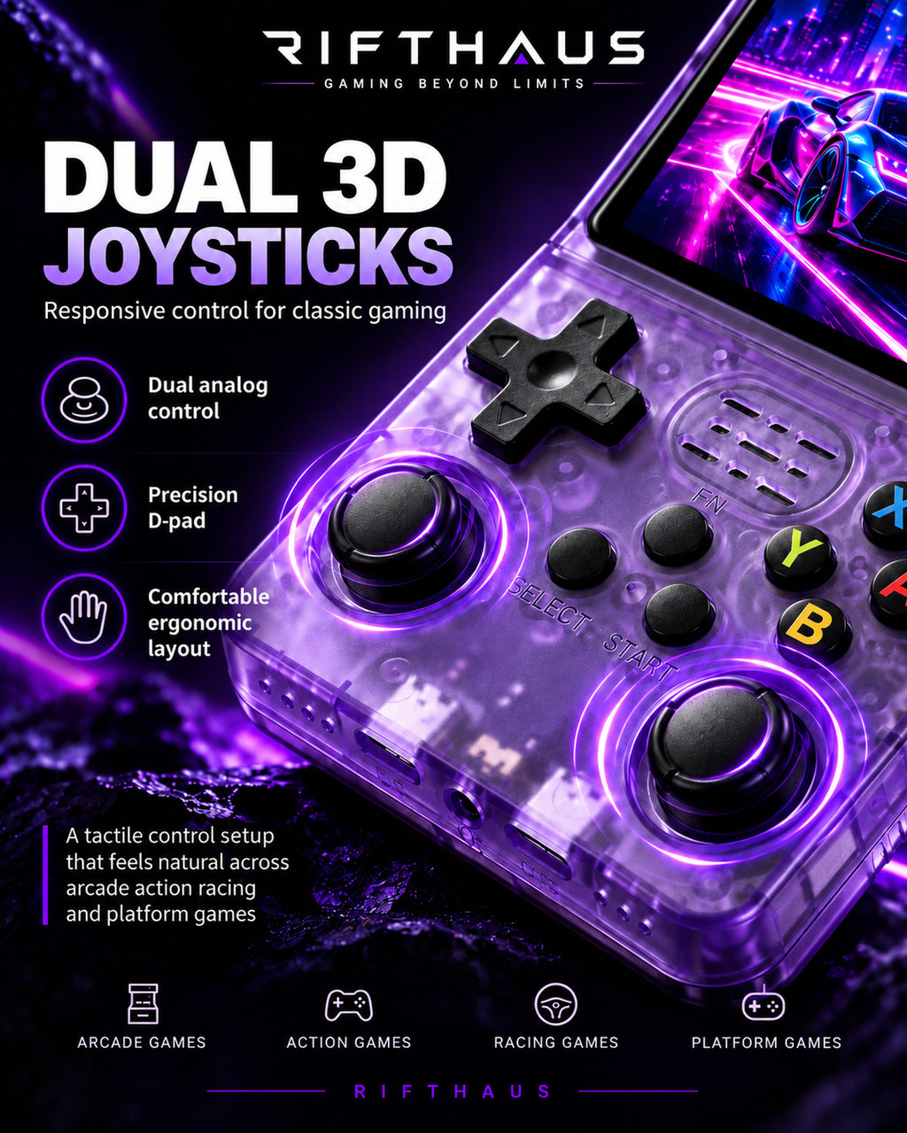 RIFTHAUS Gaming Console dual 3D joystick controls