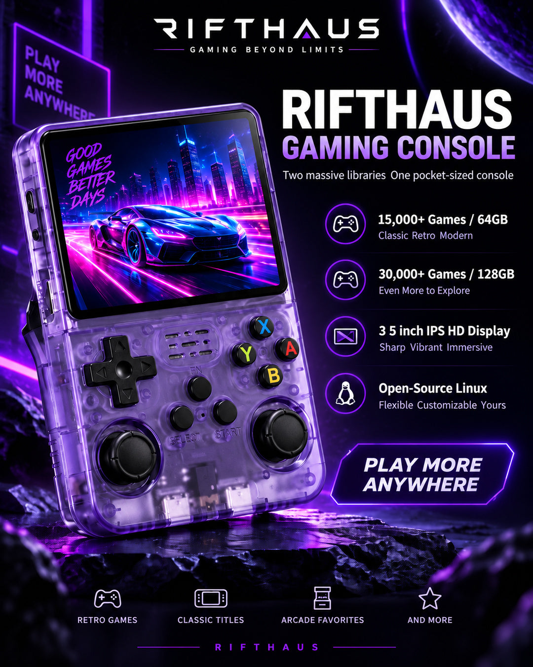 RIFTHAUS Gaming Console 15,000+ or 30,000+ games