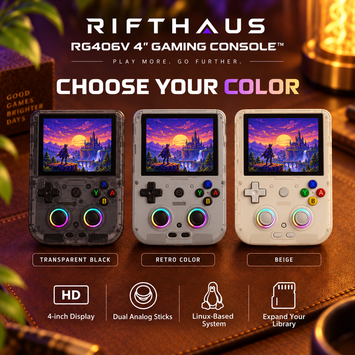 RIFTHAUS RG406V colors - Transparent Black Retro Color and Beige